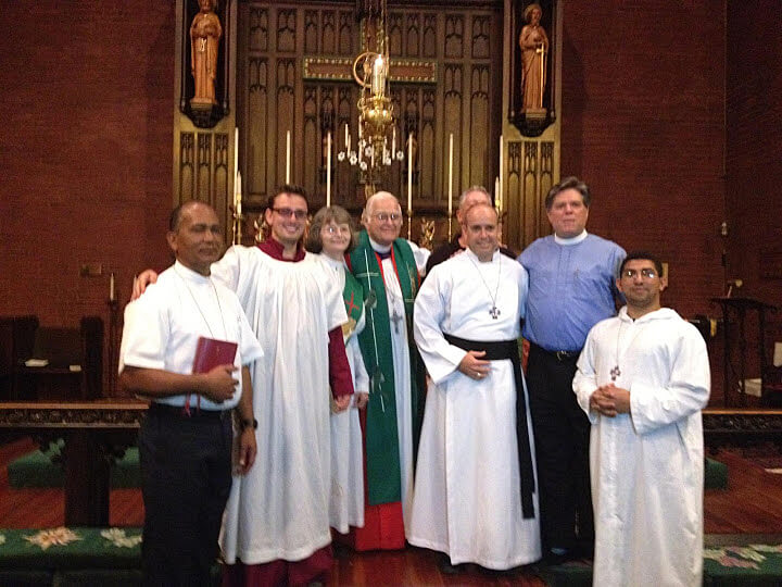 The Rt. Rev. William Skilton (center) with other participants in this preaching mission at St. Paul's.