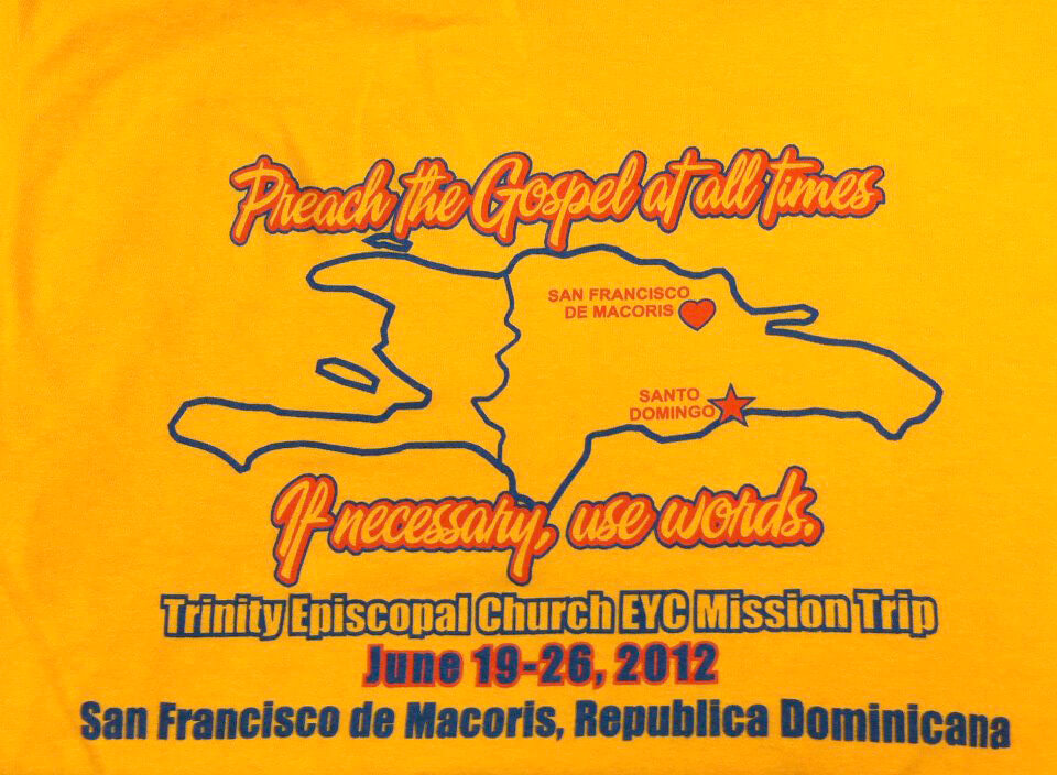 The design on the t-shirt worn by mission team members in San Francisco de Macorís in June 2012.